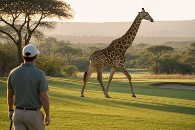 Golf und Safari Kombination in Südafrika — Elefant am Platzrand
